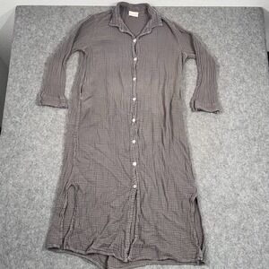 Honest Cotton Charcoal Gray Pearl Button Shell Shirt Dress Women's One Size